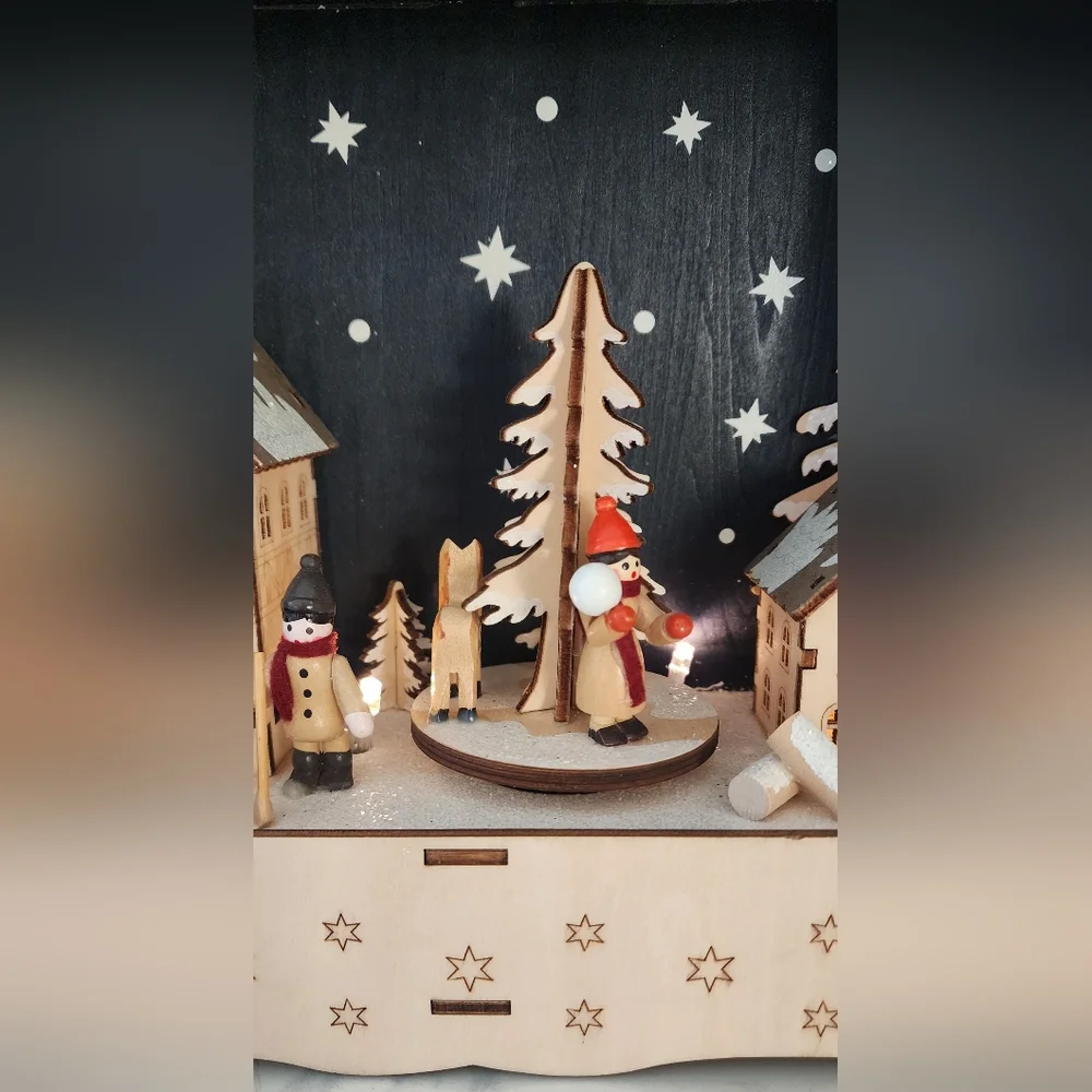 Kurt Adler‎ 13.5 Inch Battery Operated Wooden Musical LED House Light  Sound NWT
